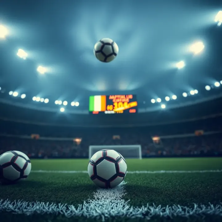 AFCON Match Betting Odds and Tips for Nigerian Sports Bettors Football pitch with highlighted betting odds and match statistics for Africa Cup of Nations game