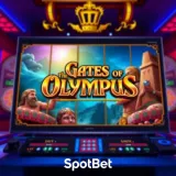 Screenshot displaying the vibrant and dynamic Gates of Olympus demo slot interface on SpotBet platform