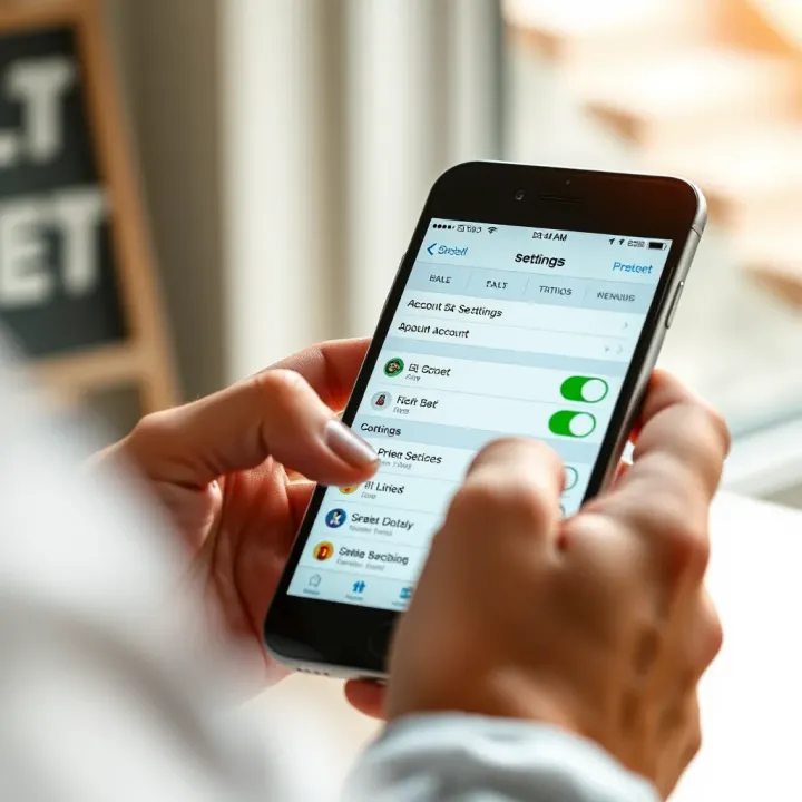 User navigating SpotBet account settings on a mobile device