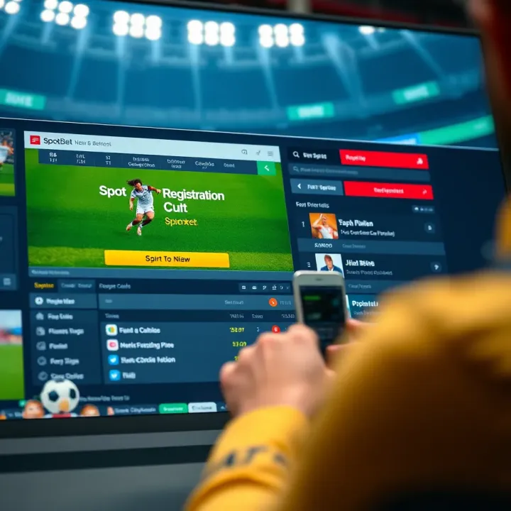 User interface showing registration and betting options on SpotBet platform