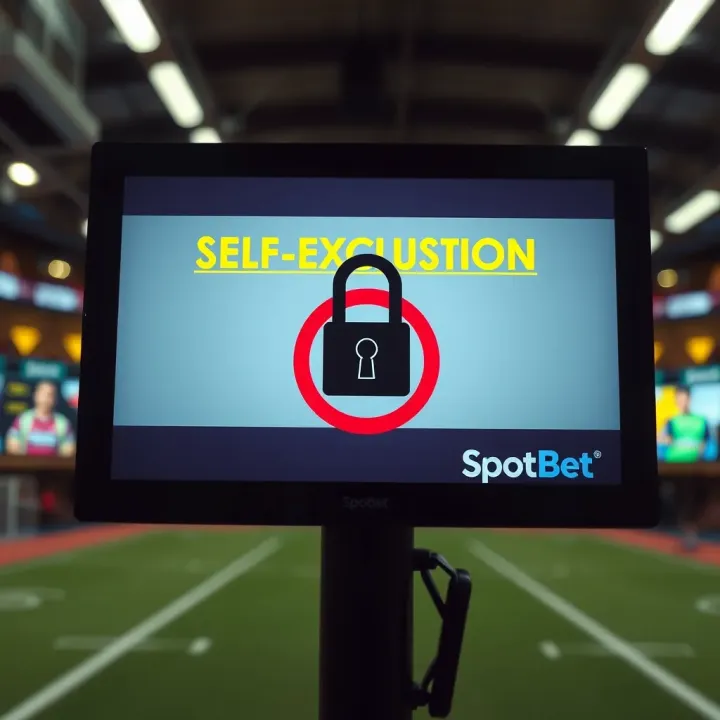 Visual representation of self-exclusion feature with a locked digital screen emphasizing responsible betting