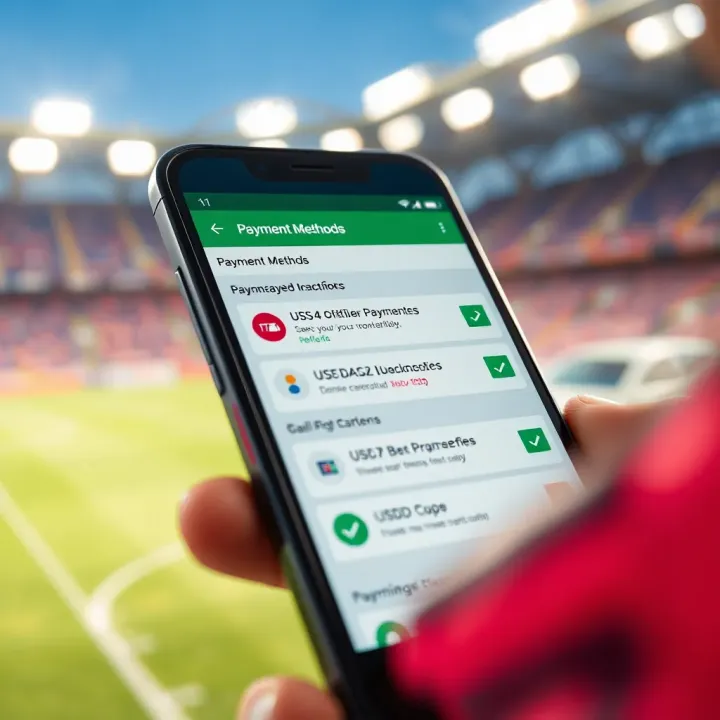 Mobile phone screen showing payment options including bank transfers and USSD codes used for online betting