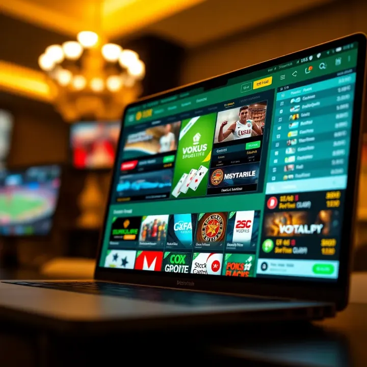 Digital interface displaying popular online gambling platforms accessible in Nigeria