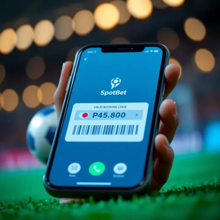 Illustration of a secure booking code displayed on a mobile device screen with betting icons
