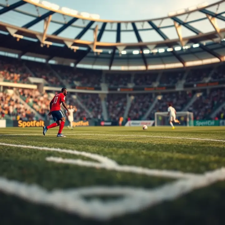 Football pitch with tactical markings and team strategy highlights