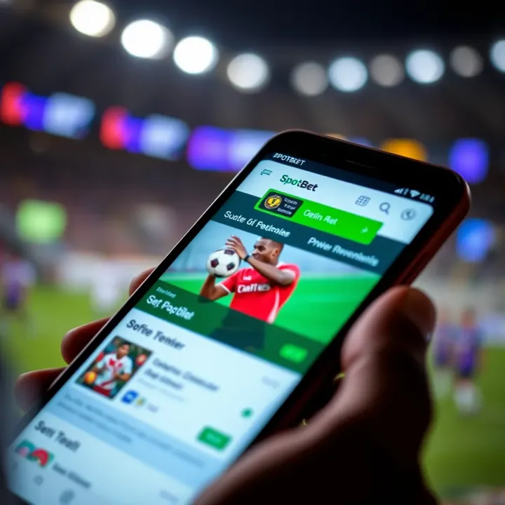 SpotBet App Interface Showcasing Betting Options in Benin City Smartphone displaying SpotBet app interface with sports betting options in Benin City