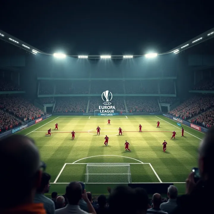 Football pitch displaying team formations and tactical strategies for Europa League match analysis