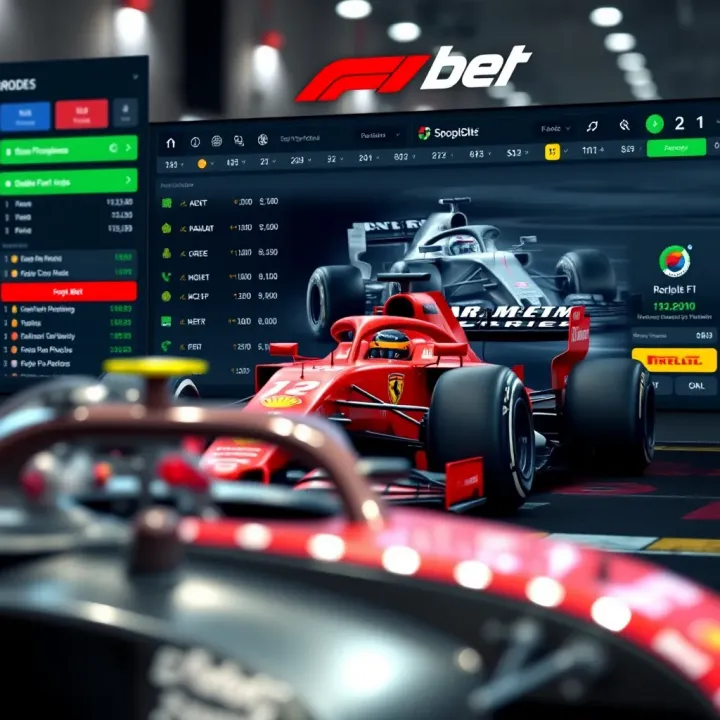 User interface of SpotBet F1 platform showing various betting options and live odds for Formula 1 races