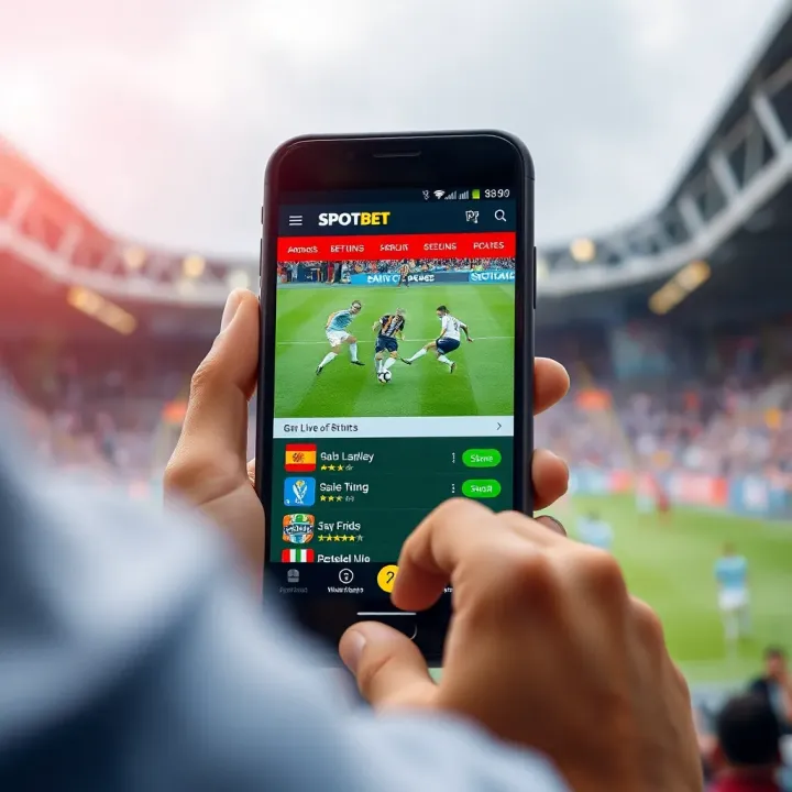 Spotbet Live Soccer Betting Interface Football match live on mobile device with betting options visible