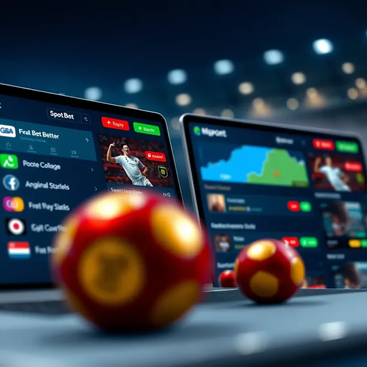 User interface comparison of SpotBet and Msport showing sports betting options