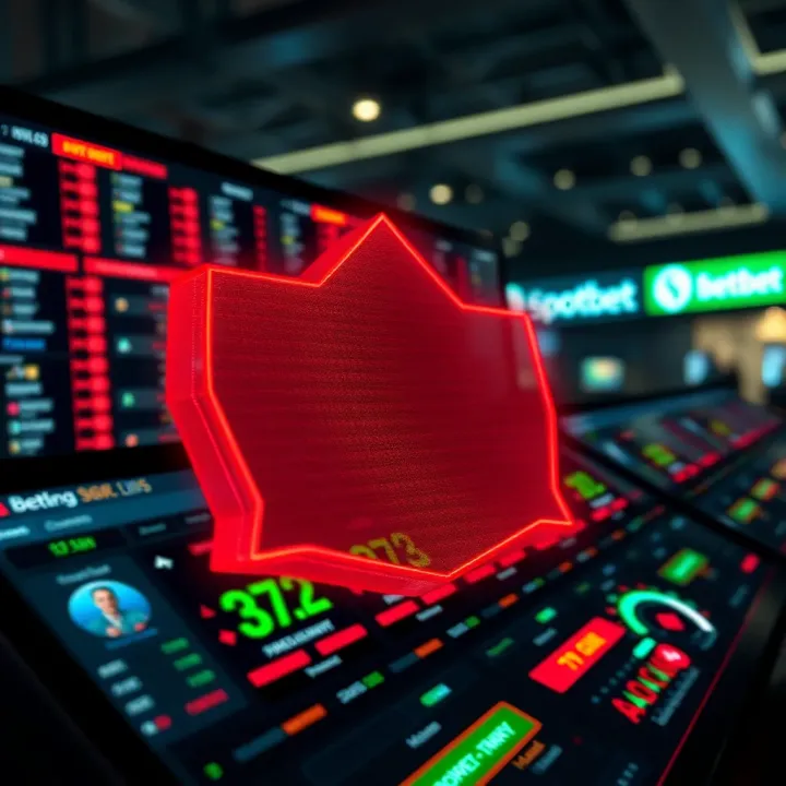 Cybersecurity Risks in Online Betting Platforms Visualization of cyber threat alerts over a betting game interface