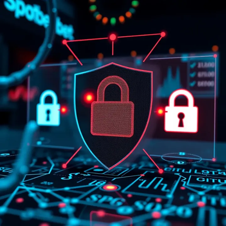 Digital representation of online betting security concept with shield and lock symbols