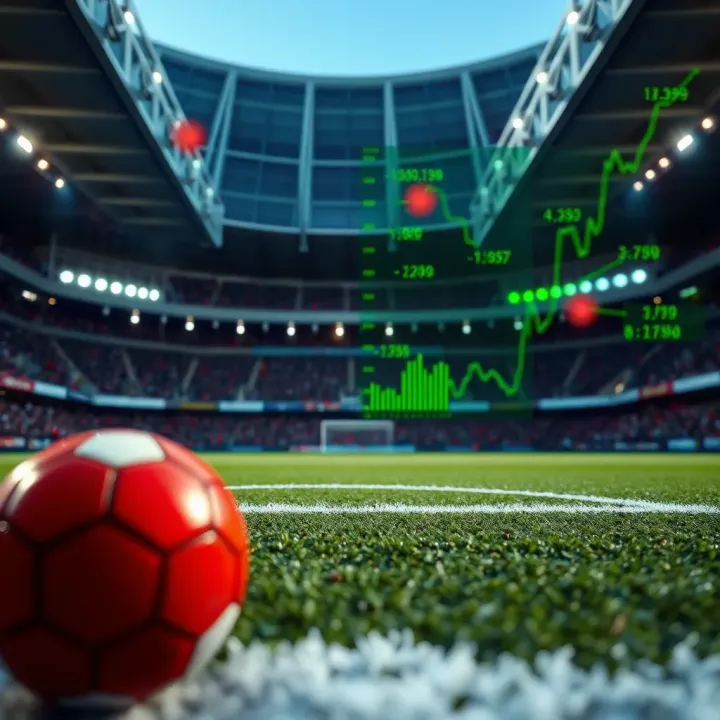 Tactical Analysis and Statistical Insights for Accurate Score Prediction Football field with tactical markings and statistical data overlay